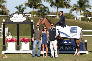 Adam Prudent and Vasco in their winning presentation with Thomas Baldwin, Casey Flannery and Ryan Beckett of Equestrian Sotheby's