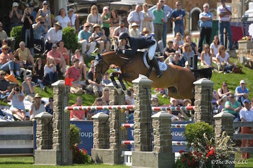 McLain Ward and HH Azur en route to victory in the Old Salem Farm Grand Prix. Photo (c) The Book LLC.
