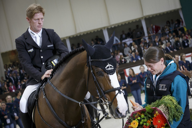 Plot Blue was thanked off with an emotional retirement ceremony in Geneva on Friday. Photo (c) Dirk Caremans/www.hippofoto.be.