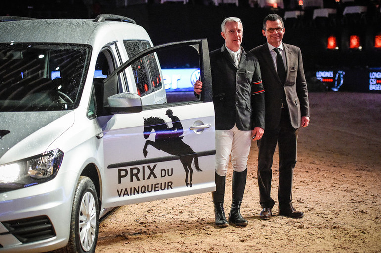 Roges Yves Bost was awarded as Leading Rider of the Show in Basel. Photo (c) Katja Stuppia/ Longines CSI Basel.