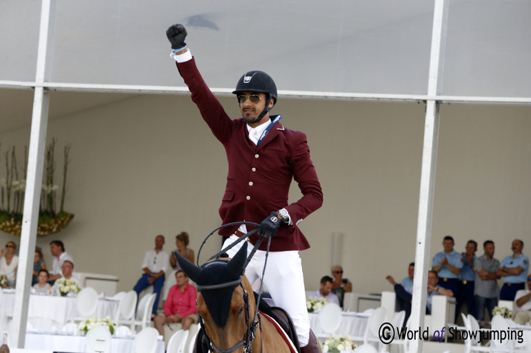 Qatar, here represented by Sheikh Ali Bin Khalid Al Thani, is one of the teams ready for the Furusiyya FEI Nations Cup Final in Barcelona. Photo (c) Jenny Abrahamsson.