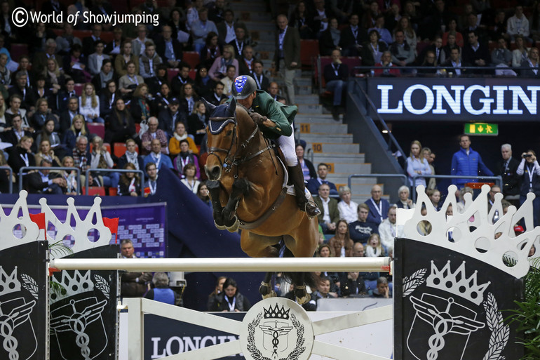 Cristalline with Chris Chugg in the saddle at this year's World Cup Final. Photo (c) Jenny Abrahamsson. 
