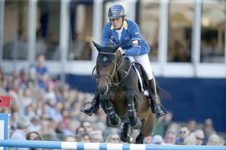 Christian Ahlmann in action with Codex One at the LGCT in Hamburg. Photo (c) Stefano Grasso/LGCT.