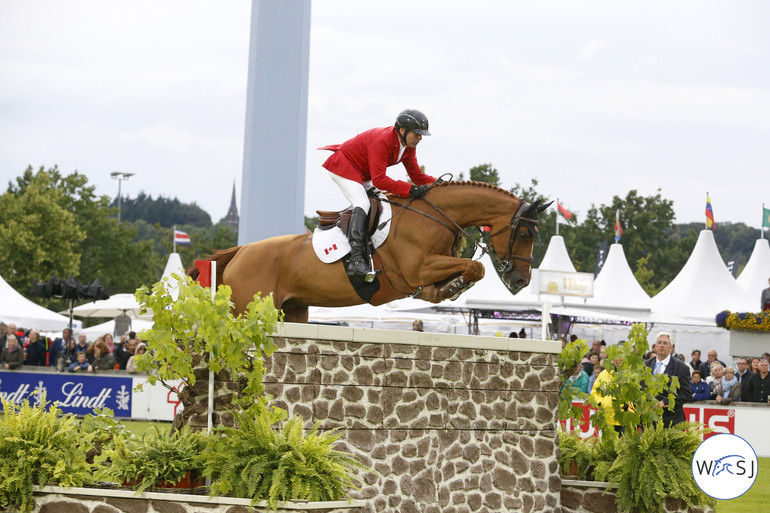 Eric Lamaze's Chacco Kid was flying the fences. Just one pole came down in the second round. 