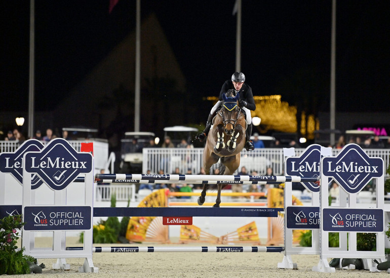 Daniel Coyle and Farrel in the $100,000 LeMieux Grand Prix CSI3*. Photo by Andrew Ryback Photography. 