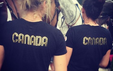 The Team Canada girls Bo and Caroline looked super cute today in their matching t-shirts.