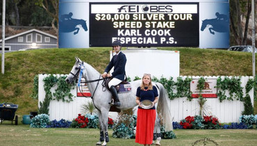 Karl Cook wins the Silver Tour Speed Stake at Del Mar Horse Park