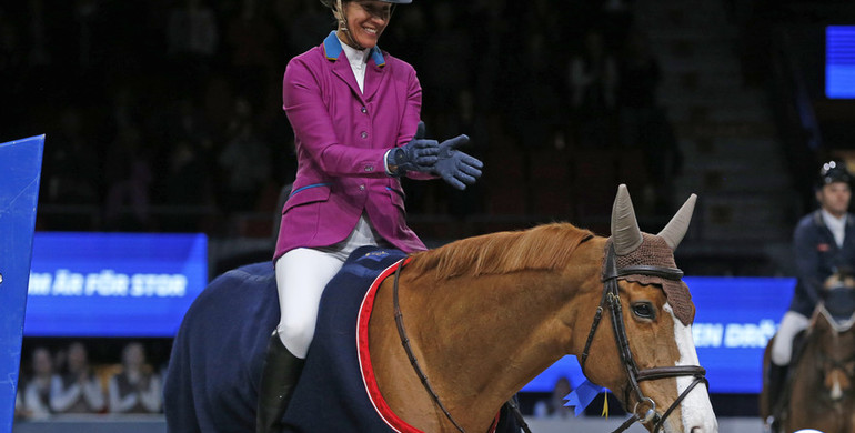Luciana Diniz rushes to victory in Friday's main class in Gothenburg