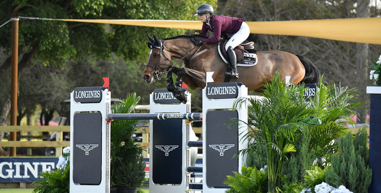 Emily Moffitt and Tipsy du Terral can't be caught in Suncast Welcome Stake at Palm Beach Masters