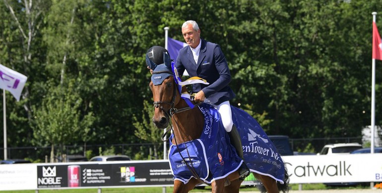 Dominique Hendrickx with a home win in the Ashford Farm Prize at CSI4* Sentower Park