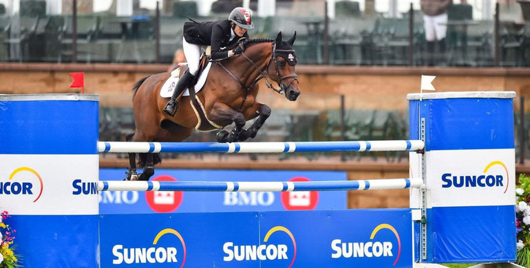 Tiffany Foster and Brighton win the Suncor Winning Round on day three of the Spruce Meadows 'Masters'