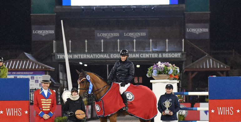 Todd Minikus and Amex Z win the $72,900 Welcome Stake at Washington International Horse Show