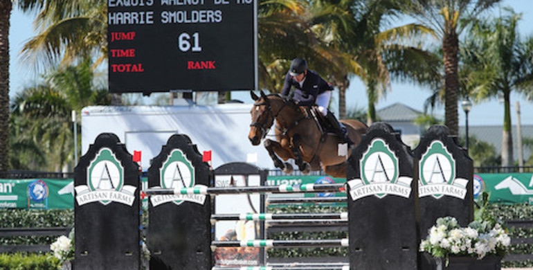 Harrie Smolders and Exquis Walnut de Muze win $34,000 1.45m speed at the 2015 WEF