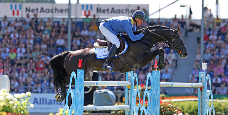 Christian Ahlmann and Solid Gold Z cut corners to win the 1.55m Allianz-Prize at CHIO Aachen