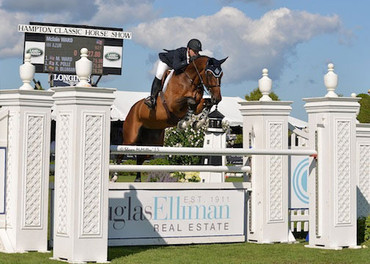 McLain Ward won the  Douglas Elliman Grand Prix Qualifier at the 40th Annual Hampton Classic on HH Azur. Photo (c) Hampton Classic. 