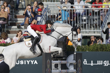 Judy-Ann Melchior and As Cold as Ice Z helped Belgium take top spot in today's first round of the Furusiyya FEI Nations Cup™ Jumping Final 2015 at Real Club de Polo in Barcelona. Photo (c) FEI/Dirk Caremans.