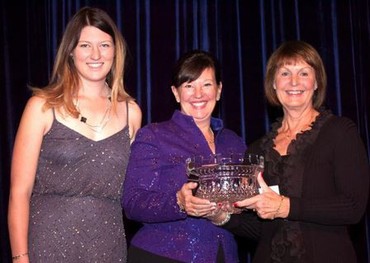 Carlene and Caitlin Ziegler accepted the 2015 Jump Canada Owner of the Year Award from Jump Canada Chair Pamela Law on Nov. 8, 2015 at the Jump Canada Hall of Fame Gala in Toronto, ON. Photo by Michelle C. Dunn.