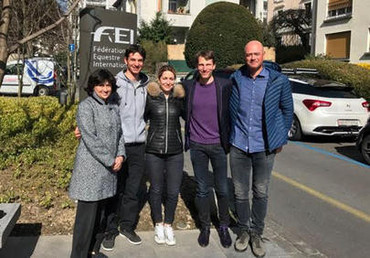 Steve Guerdat (London 2012 Individual Olympic Champion), Kevin Staut (Rio de Janeiro 2016 Team Olympic Champion), Francois Mathy Jnr, IJRC Director Eleonora Ottaviani and European team gold medallist Clarissa Crotta