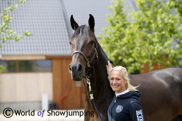 Angelica Augustsson pictured at Ashford Farm in Belgium together with one of her top horses Snapchat. 