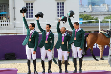 After great performances from all riders the bronze went to Saudi Arabia. Photo by © 2012 Ken Braddick/dressage-news.com.