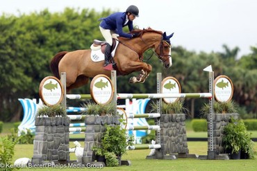 Conor Swail and Martha Louise won the  Week 8 1.40m Wellington Turf Tour Grand Prix. Photo (c) Phelps Media Group.