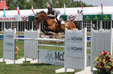 Andres Rodriguez riding Verdi. Photo © Spruce Meadows Media Services.