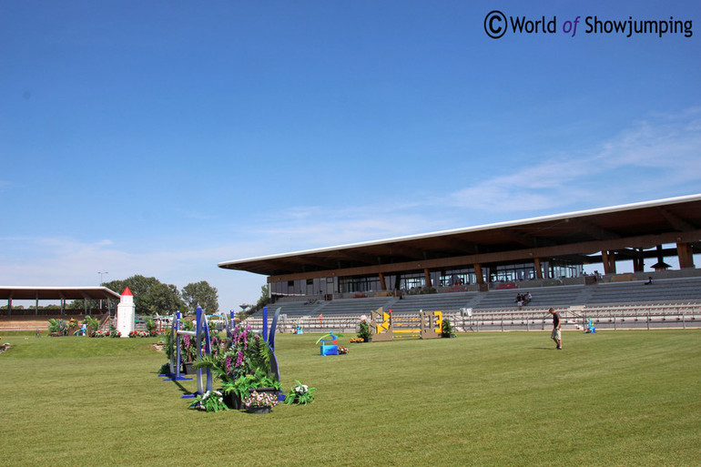 The main stadium seen from the grass ring.