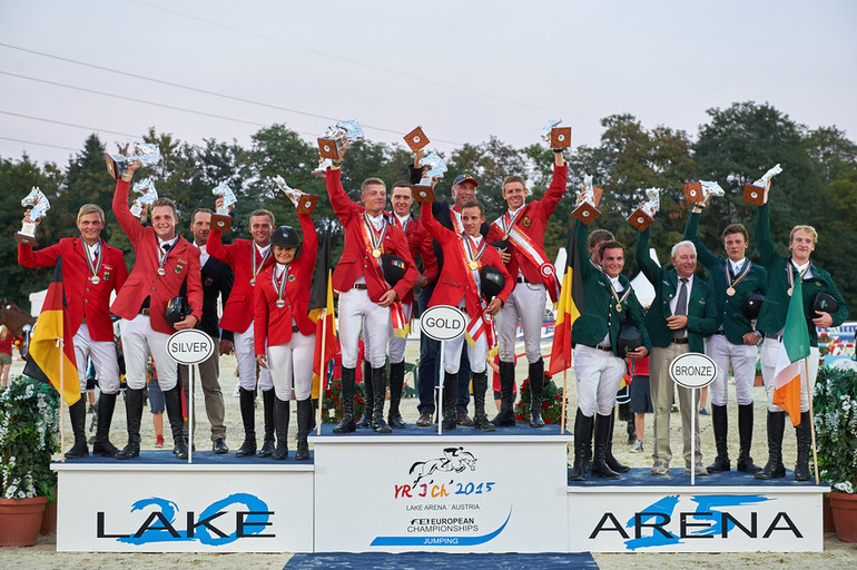 Belgium, Germany and Ireland claimed the medals in the young rider team competition. Photo (c) Herve Bonnaud.