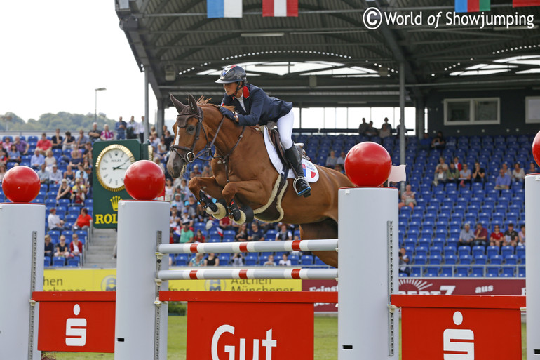 Penelope Leprevost takes the lead after a fantastic round riding Flora de Mariposa. Photo (c) Jenny Abrahamsson.