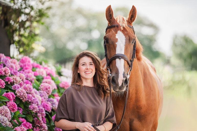Show jumping rider Francesca Arcaini is CEO and sales lead of Jumping Gems, shown here with a horse sourced through her extensive network
