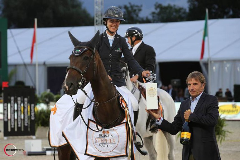 Lauren Hough won the first CSI5* Grand Prix qualifier at the Stephex Masters. Photo (c) Sportfot.