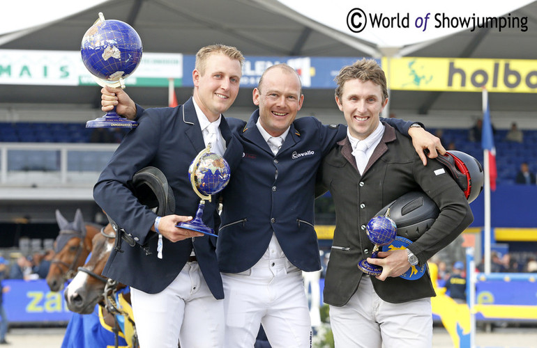 The top three riders in the 2015 Sires of the World competition. Photo (c) Jenny Abrahamsson.