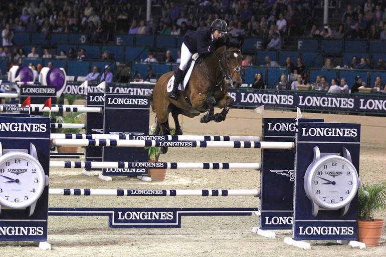 USA’s number one and world number two Beezie Madden rode Simon to victory in the $100,000 Longines FEI World Cup™ Jumping at the Del Mar International Horse Show last night. Photo (c) FEI/Kim F Miller.