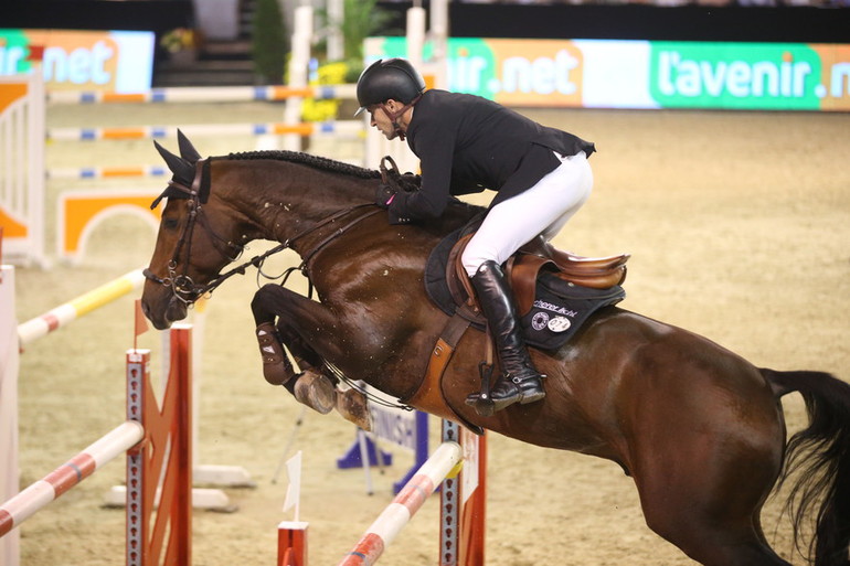 Romain Duguet won Friday's Grand Prix qualifier in Liege on Otello du Soleil. Photo (c) www.studforlife.com.