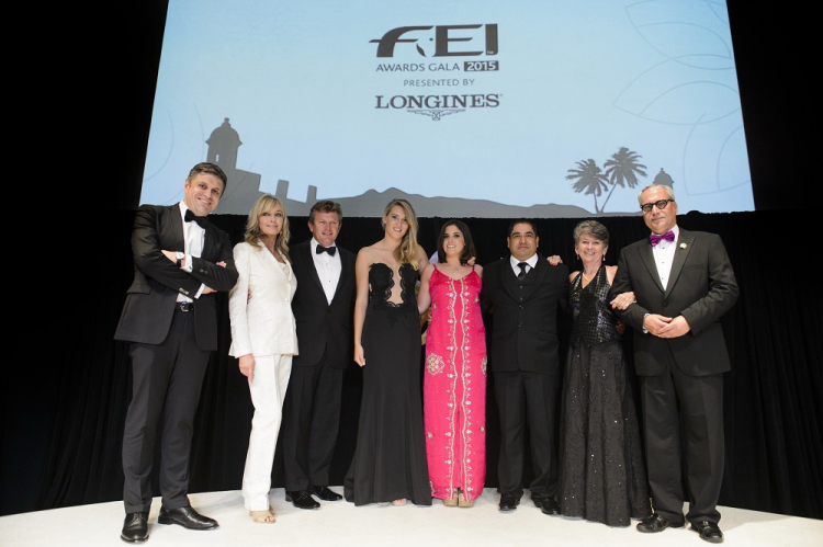 The five winners of the FEI Awards 2015, the “Oscars of the equestrian world”, were tonight presented with their awards by Hollywood actress Bo Derek, at a Longines sponsored glittering gala dinner in the Puerto Rican capital city of San Juan. (Richard Juilliart/FEI)