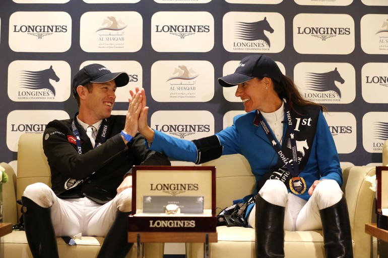 High Five between Luciana Diniz and Scott Brash. Photo by Stefano Grasso/LGCT. 