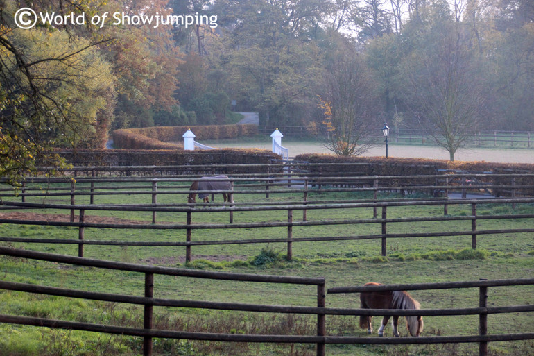 The view from the stables down to the fields.