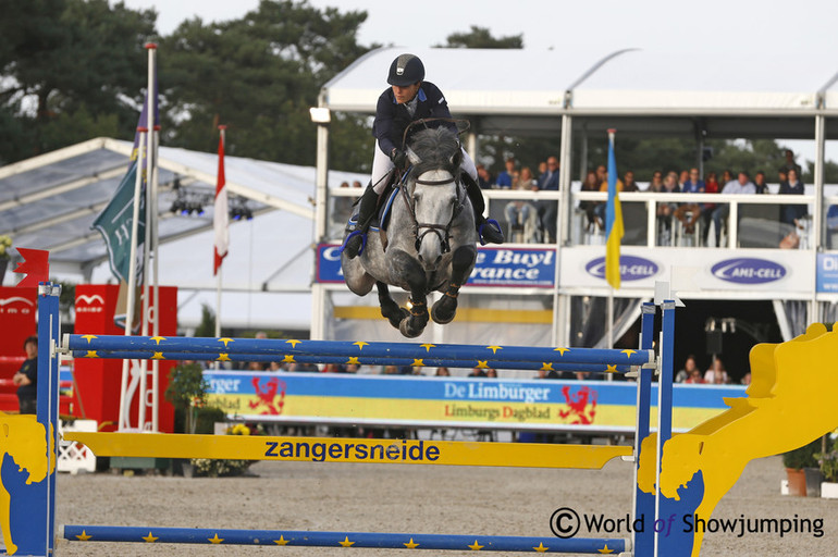 Clarissa Crotta with Caligula at the FEI World Breeding Jumping Championship in Lanaken earlier this year. Photo (c) Jenny Abrahamsson.