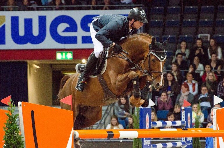 Felix Hassmann had a good day, finishing second in the big class and winning the opening 1.45 class.Photo (c) CJW Photography/Carolin Wortmann.