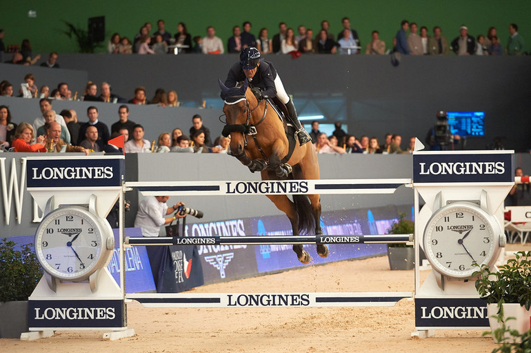 Runner-up was Carlos Lopez on Prince de la Mare. Photo (c) FEI/Herve Bonnaud.