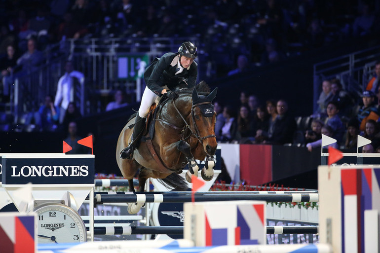 Martin Fuchs won Thursday's 1.45 class in Paris on Uzo van het Hobos Z. Photo (c) Sportfot.