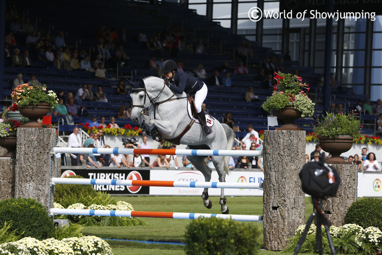 Victoria Gulliksen with Bokai at the Europeans in Aachen. Photo (c) Jenny Abrahamsson.