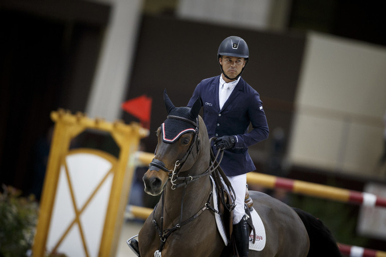 A focused Kent Farrington in the Rolex IJRC Top 10 Final tonight. Photo (c) Dirk Caremans/www.hippofoto.be.