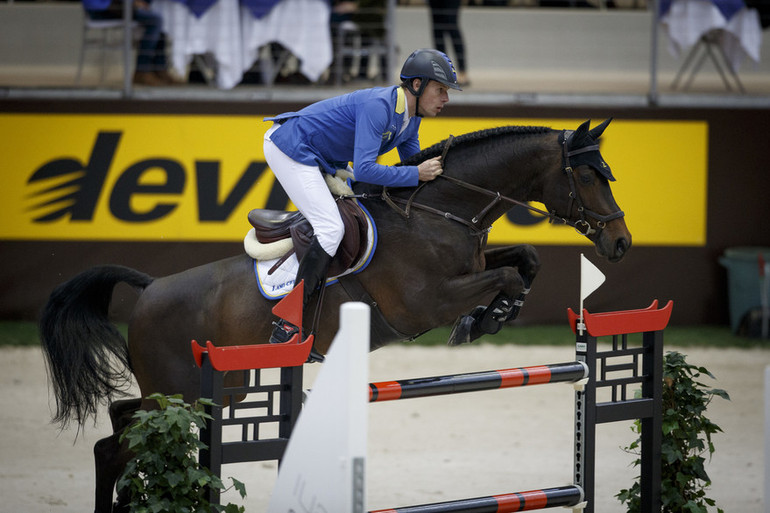 Christian Ahlmann gave it a go on Codex One, but had an unlucky pole down on the penultimate vertical and had to settle for fourth place this time around. Photo (c) Dirk Caremans/www.hippofoto.be.