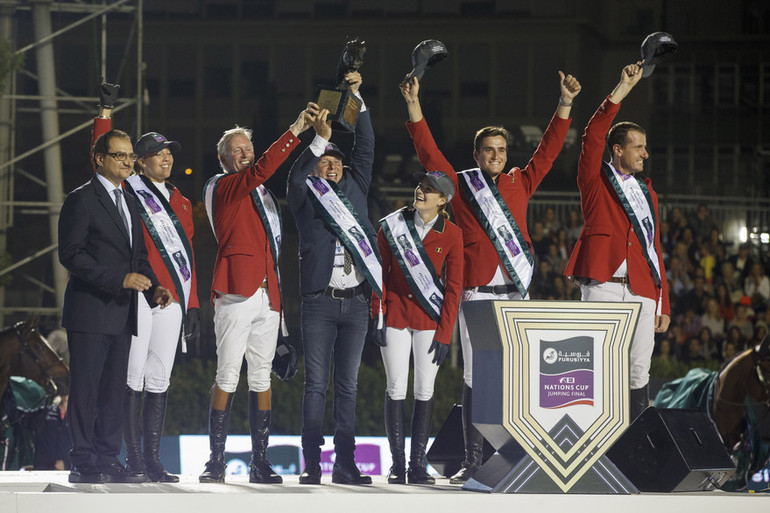 Gudrun Patteet, Jos Lansink, Dirk Demeersman, Judy Ann Melchior, Olivier Philippaerts, Gregory Wathelet Furusiyya FEI Nations Cup Jumping Final - Barcelona 2015 © Dirk Caremans