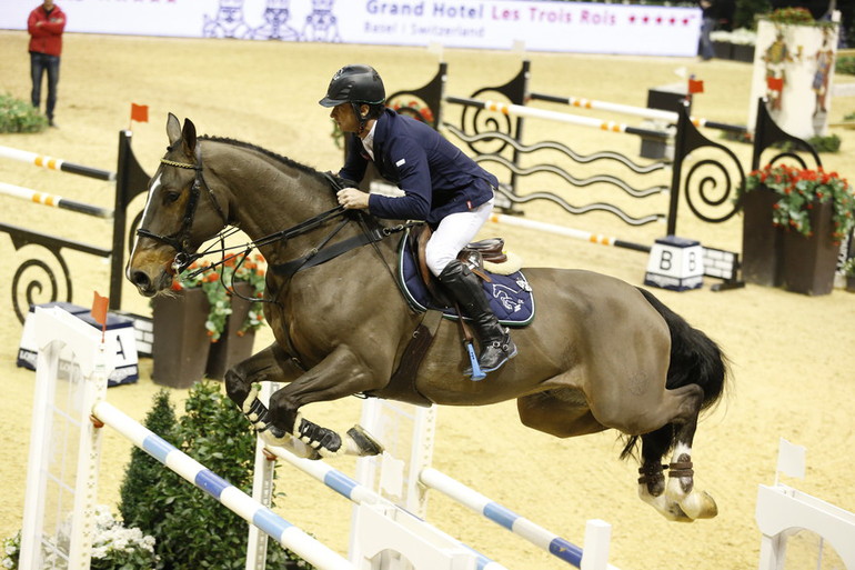 Denis Lynch and Abbervail van het Dingeshof won the Preis des Grand Hotel Les Trois Rois in Basel. Photo (c) Tiffany van Halle. 