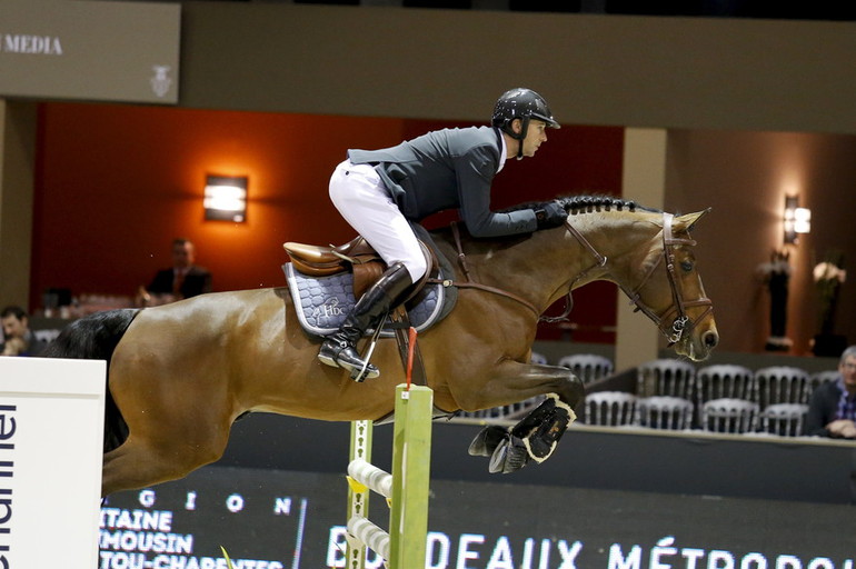 Patrice Delaveau and Carinjo HDC en route to victory in Bordeaux. Photo (c) Tiffany van Halle.