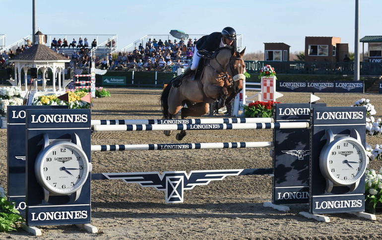 Egypt’s Nayel Nassar and Lordan claimed victory of the $100,000 Longines FEI World Cup at Thermal. Photo (c) FEI/Bret St Clair.