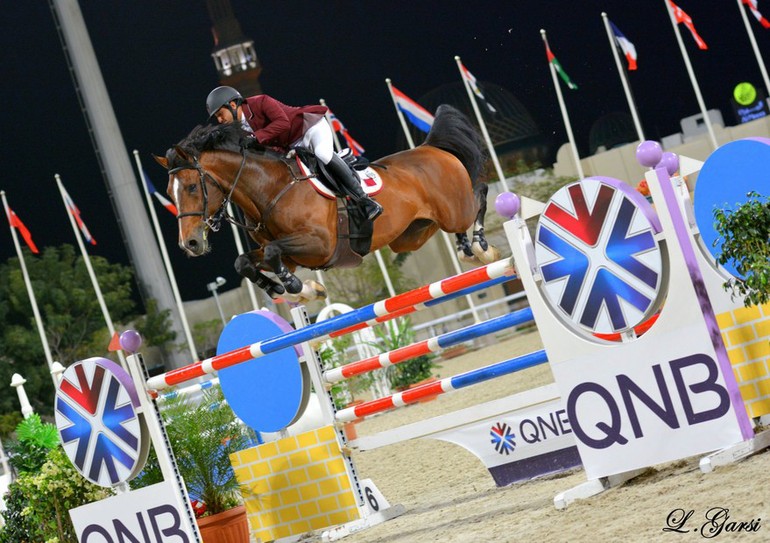 Faleh Al Ajamai and Armstrong van de Kapel on their way to victory in Doha. Photo (c) QNB Doha Tour.