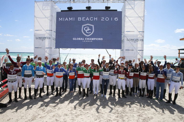 The GCL teams celebrating the launch of the new series in Miami Beach.
